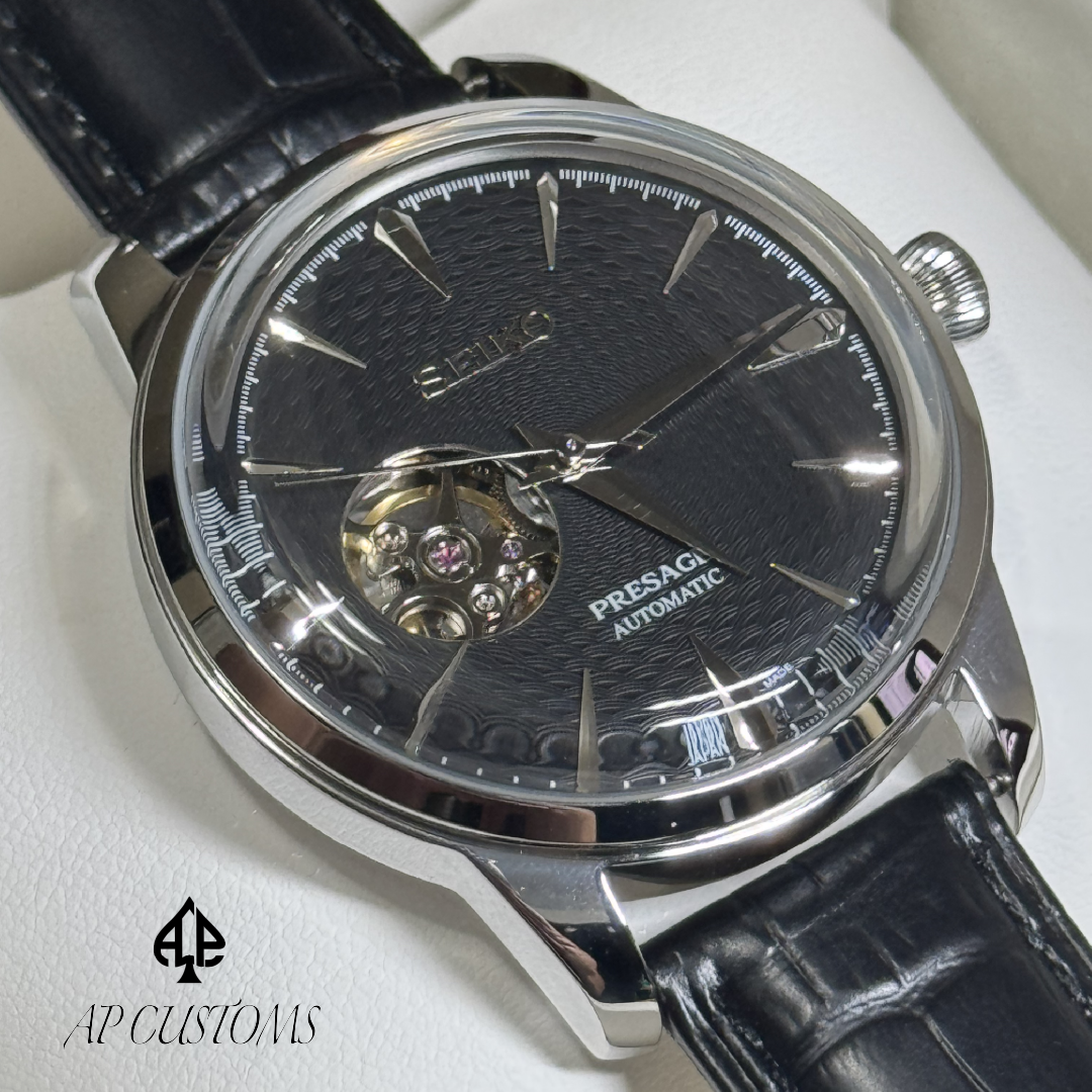 Open Heart Seiko Presage - Silver indices