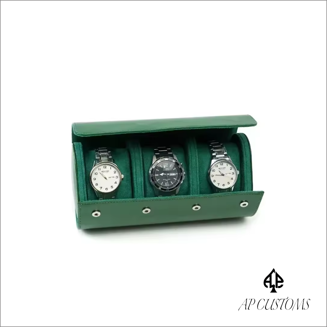 3 Watch Leather Box in green